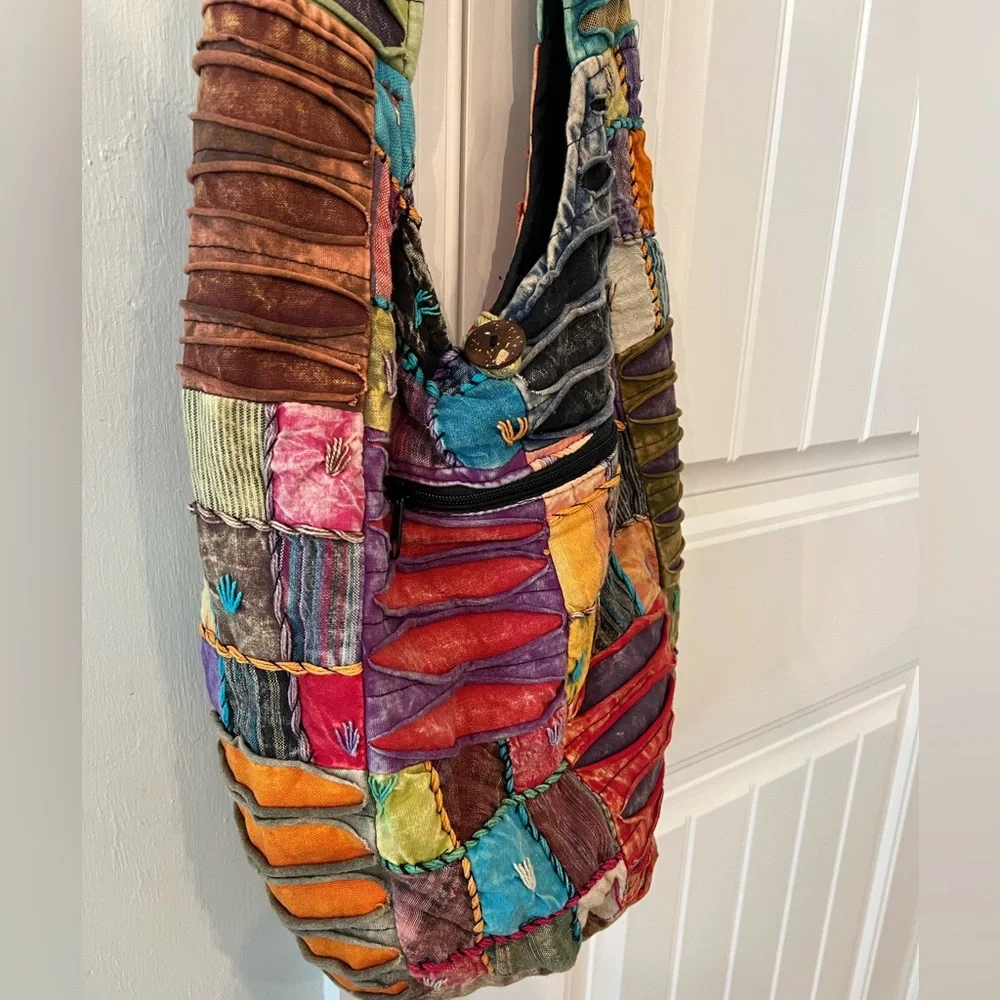 Boho Patchwork Hobo Bag Hippie Festival Crossbody Purse